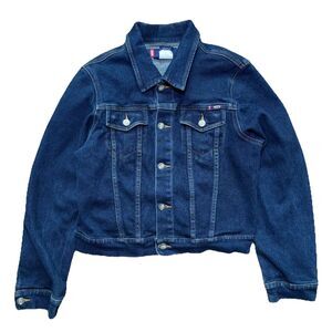 Vintage Bongo Denim Jacket Womens Size M Dark Wash Trucker 90s Y2K